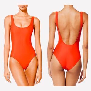 NWT SOLID & STRIPED The Anne Marie Scoop One Piece in Neon Orange XS